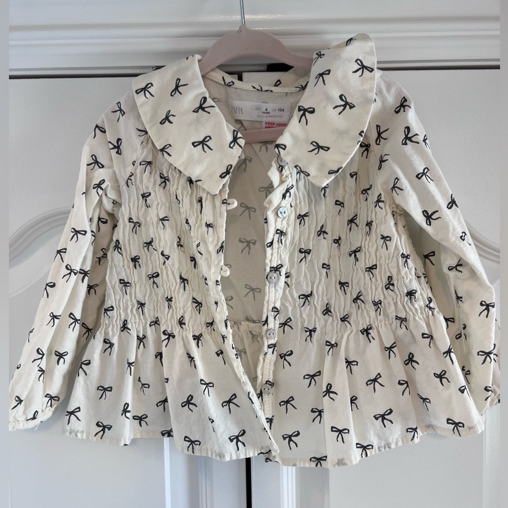ZARA girls button top bow top